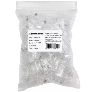 Modulare RJ45-Stecker QOLTEC 54550 CAT5e UTP, 100er-Pack