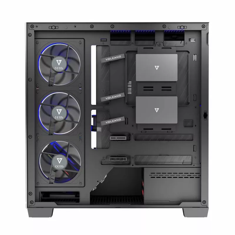 PC-Gehäuse MODECOM Volcano Stellar 5F ATX Midi Tower, gehärtetes Glas, 5 vorinstallierte Lüfter, USB‑C, unterstützt microATX/ATX, max. GPU 420 mm, CPU-Kühlerhöhe 175 mm