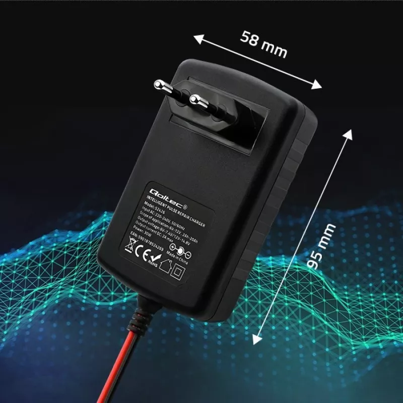 Batterieladegerät QOLTEC 52426 für AGM-/GEL-/Standard-Batterien 6V/12V 2A mit LED-Anzeige
