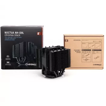 CPU-Kühler Noctua NH-D9L CHROMAX.Schwarz — 92-mm-Lüfter, 400–2000 U/min, 22,6 dB, Abmessungen 95×95×110 mm, Gewicht 531 g