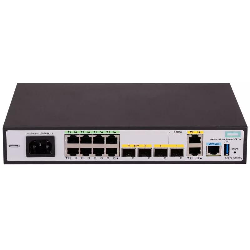 Hewlett Packard Enterprise HPE FlexNetwork MSR958X - Router 8-Port-Switch - 1GbE - WAN-Ports: 6 - Wi-Fi - rackmontierbar (S0P11A)