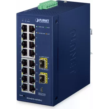 PLANET IP30 Industrial L2/L4 16-Port Managed L2/L4 Gigabit Ethernet (10/100/1000) Blau (IGS-4215-16T2S-U)