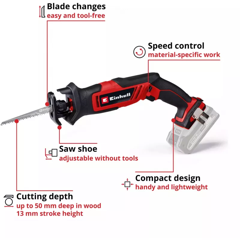 Säbelsäge Einhell TE-AP 18/13 Li-Solo 3000 spm Schwarz Rot