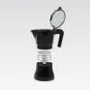 Moka-Kanne Maestro MR-1658-3 – Espressokocher aus Aluminium, 3 Tassen (0,15 l), schwarz, Klappdeckel