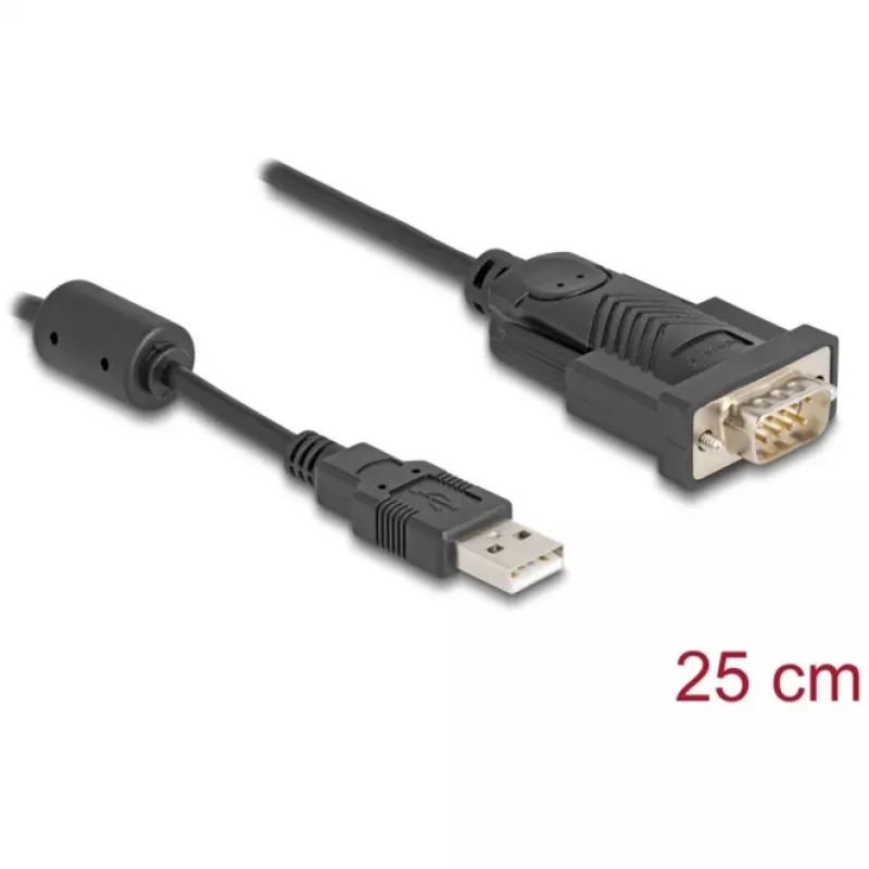 DeLOCK Adapter USB 2.0 Typ-A auf Seriell RS-232 D-Sub 9-polig Stecker 0,25 m