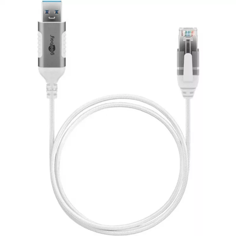 Goobay Ethernet-Kabel USB-A 3.0 auf RJ45 schlank 2 m - verbindet Router, Modem oder (74379)
