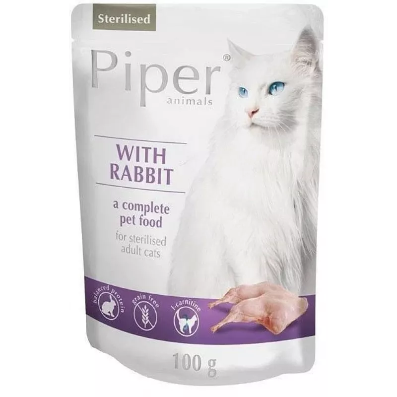 DOLINA NOTECI Piper Animals Sterilised Rabbit - Nassfutter für Katzen - 100 g