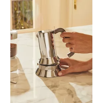 Alessi 9090/6 Moka-Kanne Edelstahl Höhe 205 mm