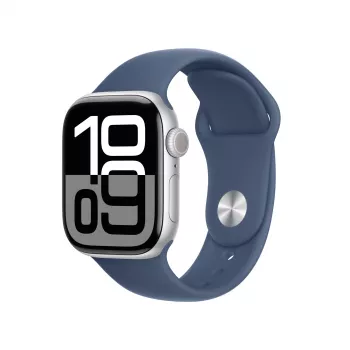 Apple Watch S10 Aluminium Cellular 42mm Silber (Sportarmband Denim) S/M