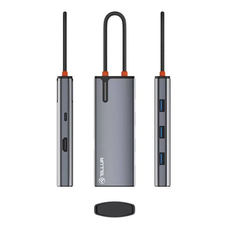 USB-C-Hub Tellur TLL321061 mit PD 3.0 100W, HDMI-Ausgang und 3× USB 3.0-Anschlüssen