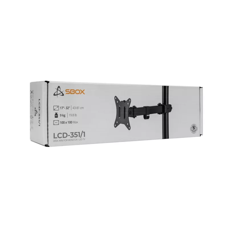 SBOX LCD-Wandhalterung LCD-351/1-2 für 17–32 Zoll Monitore, max. Belastung 9 kg, VESA 100x100