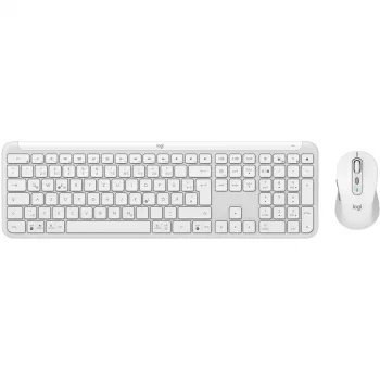 Logitech MK950 Signature Slim Tastatur Maus inklusive Office RF Wireless + Bluetooth QWERTZ Deutsch Graphite Weiß