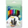 Fineliner-Stifte Staedtler 334 C10, superfeine 0,3 mm Spitze, 10 Farben (schwarz, blau, braun, grün, hellblau, hellgrün, orange, pink, rot, gelb)