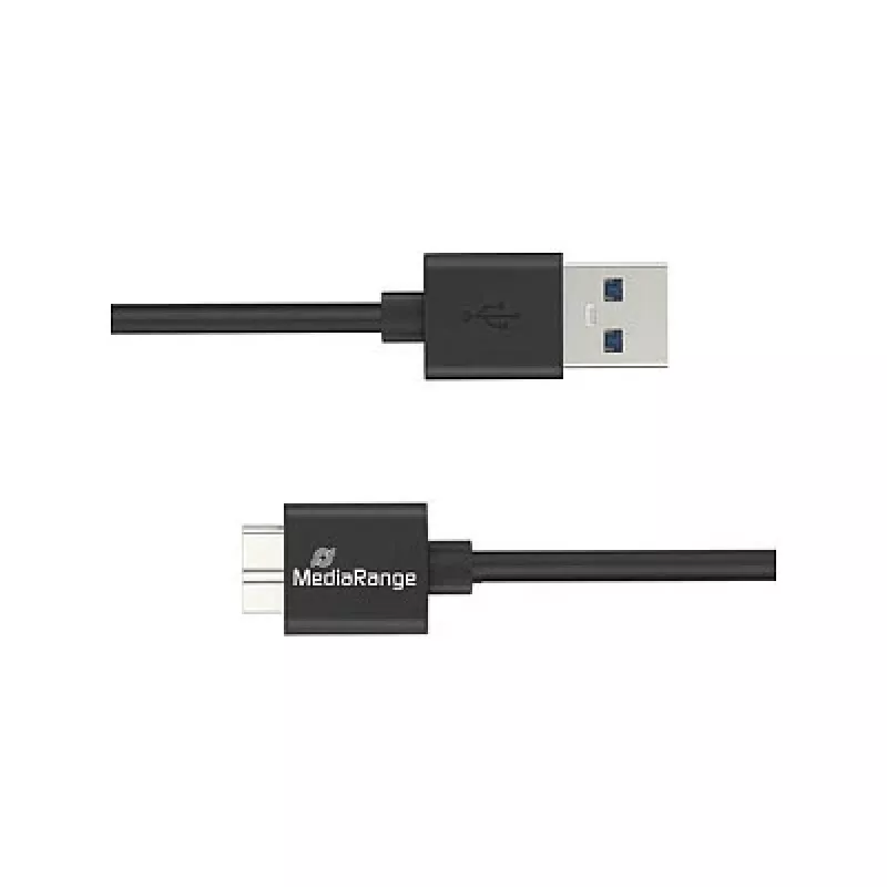 USB-A auf Micro-B USB 3.0 Lade- und Synchronisationskabel MediaRange MRCS239 — 50 cm, 5 Gbit/s, 5 W, Schwarz