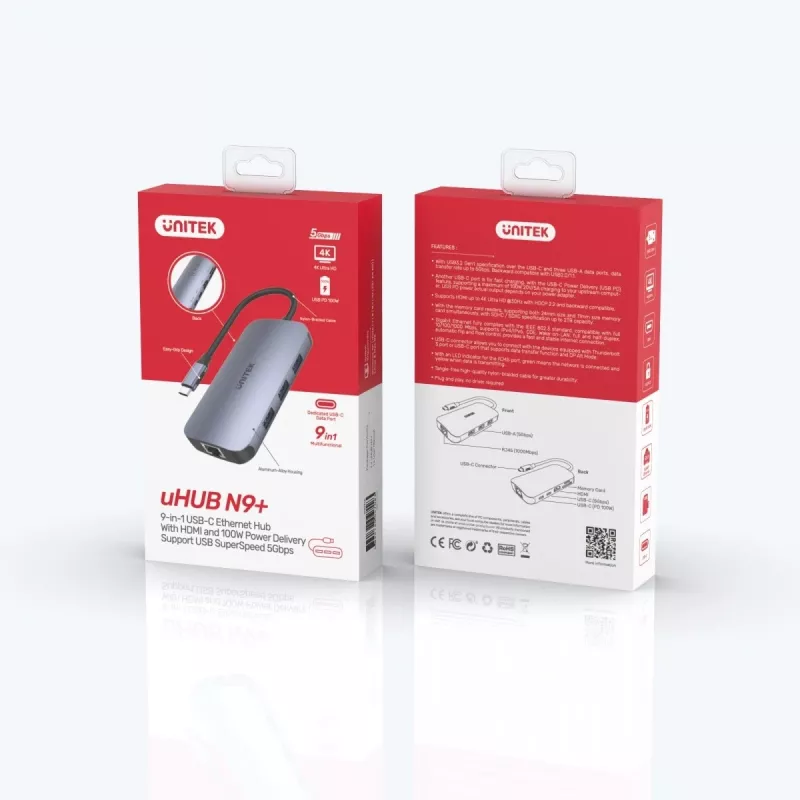 UNITEK D1071A Interface Hub USB 3.0 SuperSpeed 5 Gb/s Silber