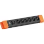 Steckdosenleiste Bachmann CONNECTUS mit 6x CEE7/3 Steckdosen, 1x Schalter, 2,0 m Kabel, CEE7/7 Stecker, schwarz/orange