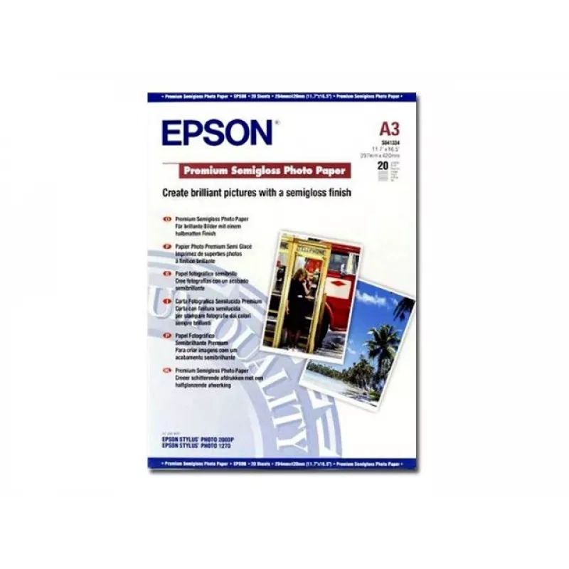 Epson Premium Semigloss Fotopapier, DIN A3, 251 g/m², 20 Blatt
