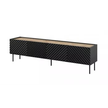 4D RTV-Schrank ONDA 200x40x35-54 schwarz (stehend oder wandmontiert)