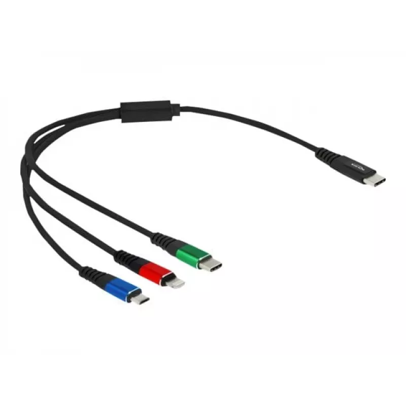 DeLOCK USB-Ladekabel 3-in-1 USB Type-C Lightning Micro USB 30 cm