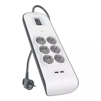 Steckdosenleiste Belkin BSV604VF2M-V2 — 6 Steckdosen, 2× USB-A, 2 m Kabel