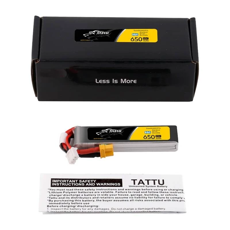 Akkumulator LiPo Tattu 2s 650mAh 95C 7,6V HV mit XT30 Long-Pack
