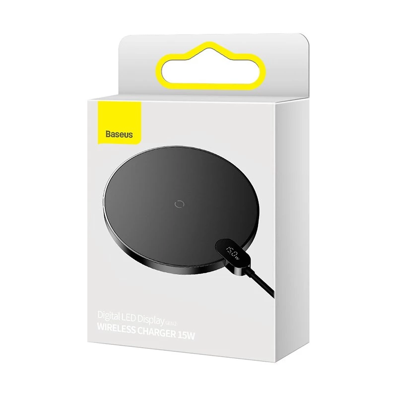 Baseus CCED000001 Ladegerät für Mobilgeräte Kopfhörer, Smartphone Schwarz USB Kabelloses Laden für den Innenbereich