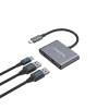 USB-C 3-in-1 Hub CANYON DS-3 Dunkelgrau – USB-C auf USB-A + HDMI + PD-Durchschleifung