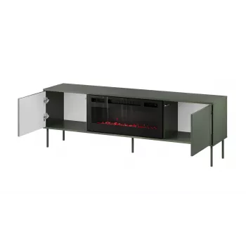 Cama Meble TV-Schrank mit Kamin TRESSE 180x40x54,5 cm — matte grüne Oberseite, Spanplatte