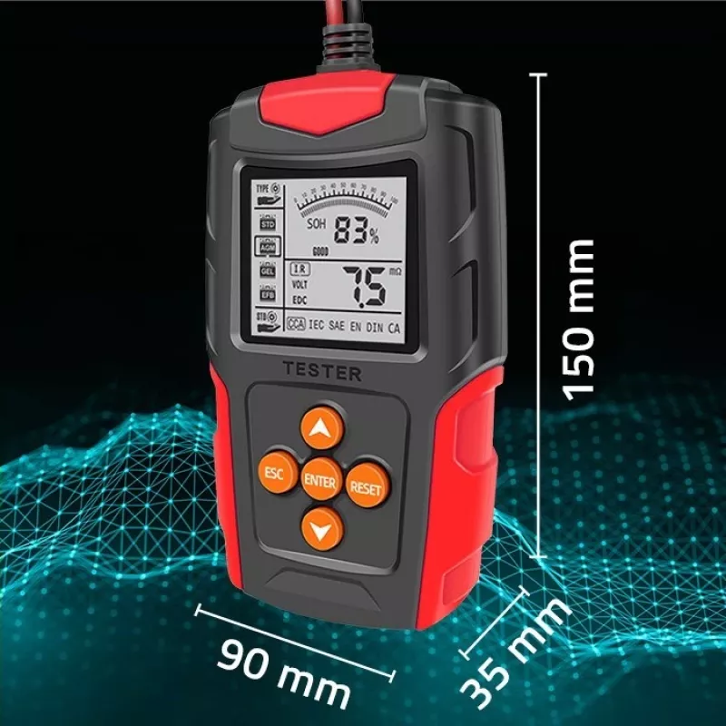 Qoltec 52484 LCD digitaler Batterietester | 12V | 24V | 3Ah-200Ah