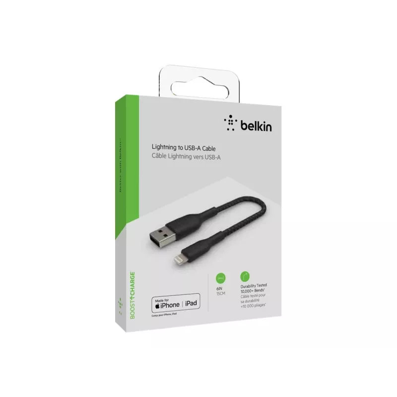 Cable Braided USB-Lightning 15cm black
