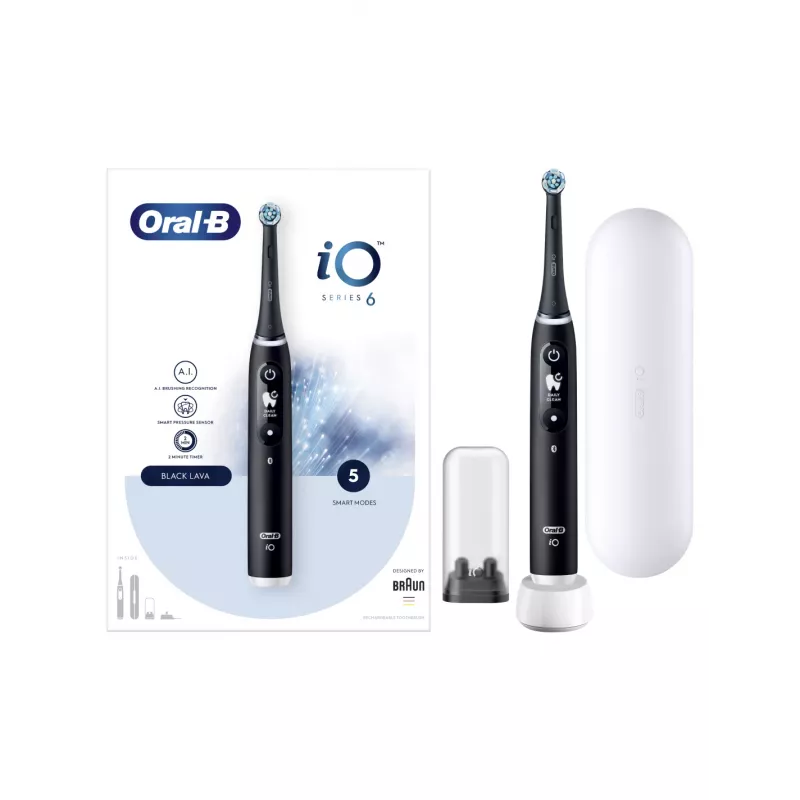 Oral-B iO6 elektrische Zahnbürste mit Tasche Schwarz Onyx
