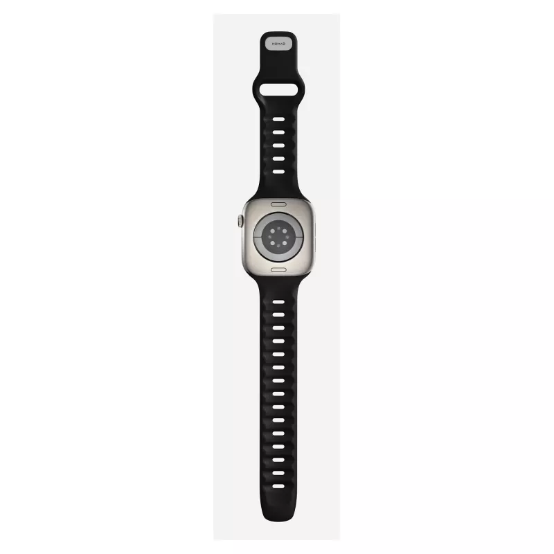 Uhrenarmband Nomad Tempo Band Schwarz Gummi — 20 mm Breite, passend für Handgelenke 155–193 mm