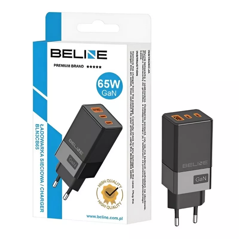 Ladegerät Beline BELI02750 65W GaN mit 2×USB-C und 1×USB-A
