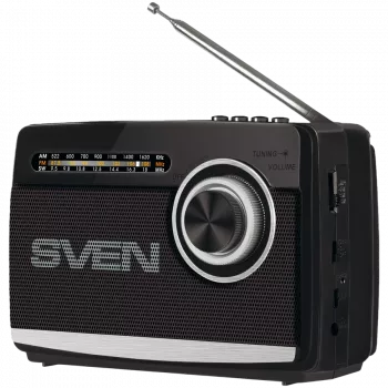 Lautsprecher SVEN SRP-155, schwarz (3W, Bluetooth, FM/AM/SW, USB, microSD, Taschenlampe, Akku)