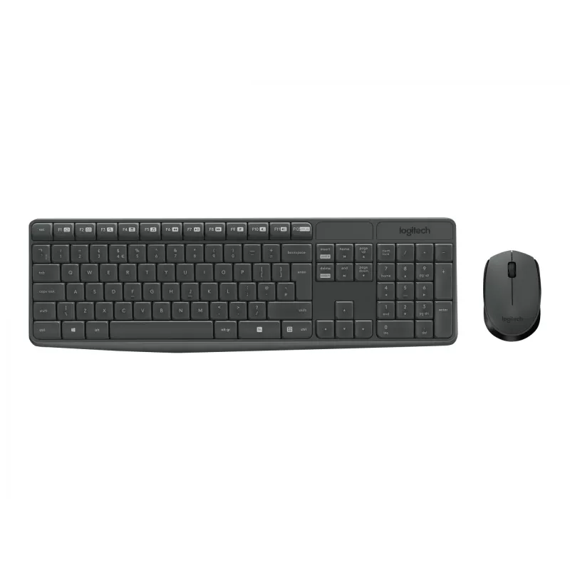 Logitech MK235 Langlebiges kabelloses Tastatur- und Maus-Set in Grau
