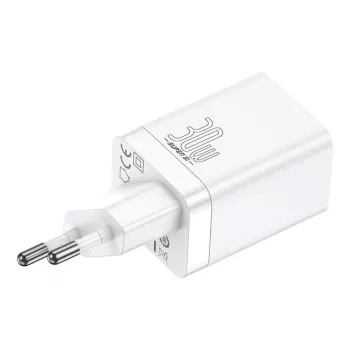 Baseus Super Si Pro Schnellladegerät USB + USB-C 30W (weiß)