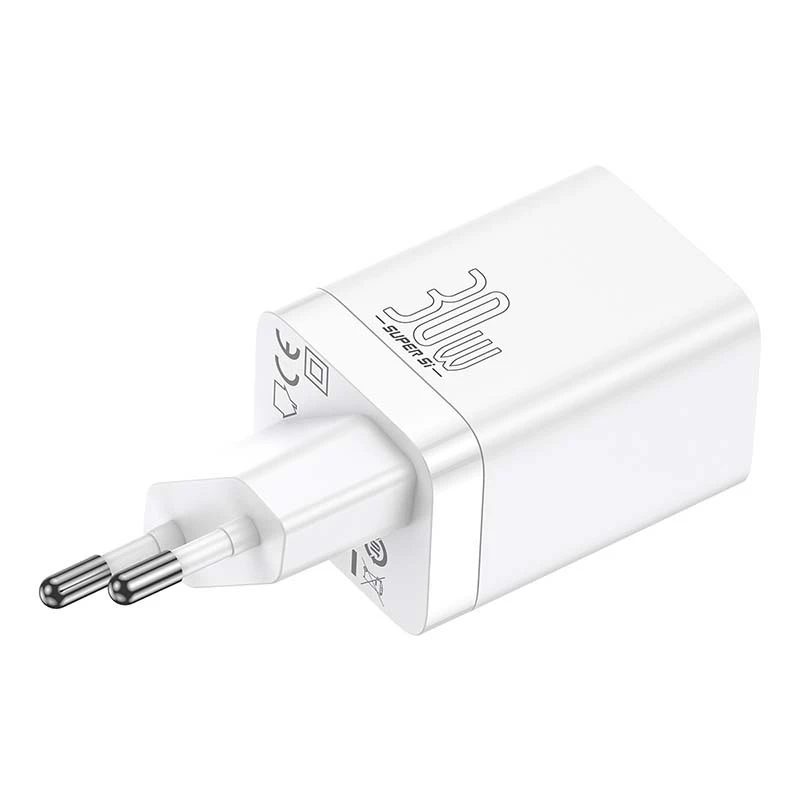 Baseus Super Si Pro Schnellladegerät USB + USB-C 30W (weiß)