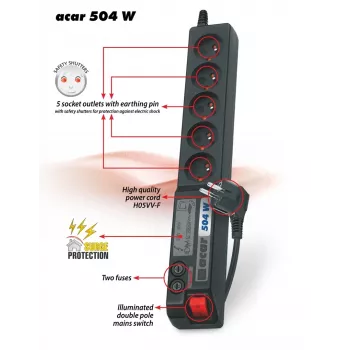 Acar 504WF EMI/RFI-Überspannungsschutzleiste 3m
