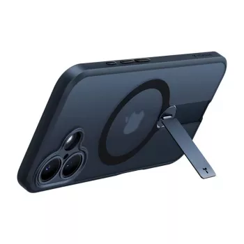 Schutzhülle Torras Pstand Spin für iPhone 16 Plus – Schwarz, klappbarer Ständer, schlanker Schutz