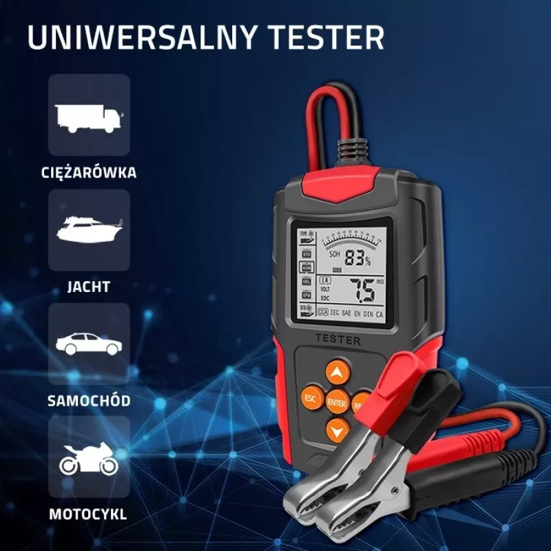 Qoltec 52484 LCD digitaler Batterietester | 12V | 24V | 3Ah-200Ah