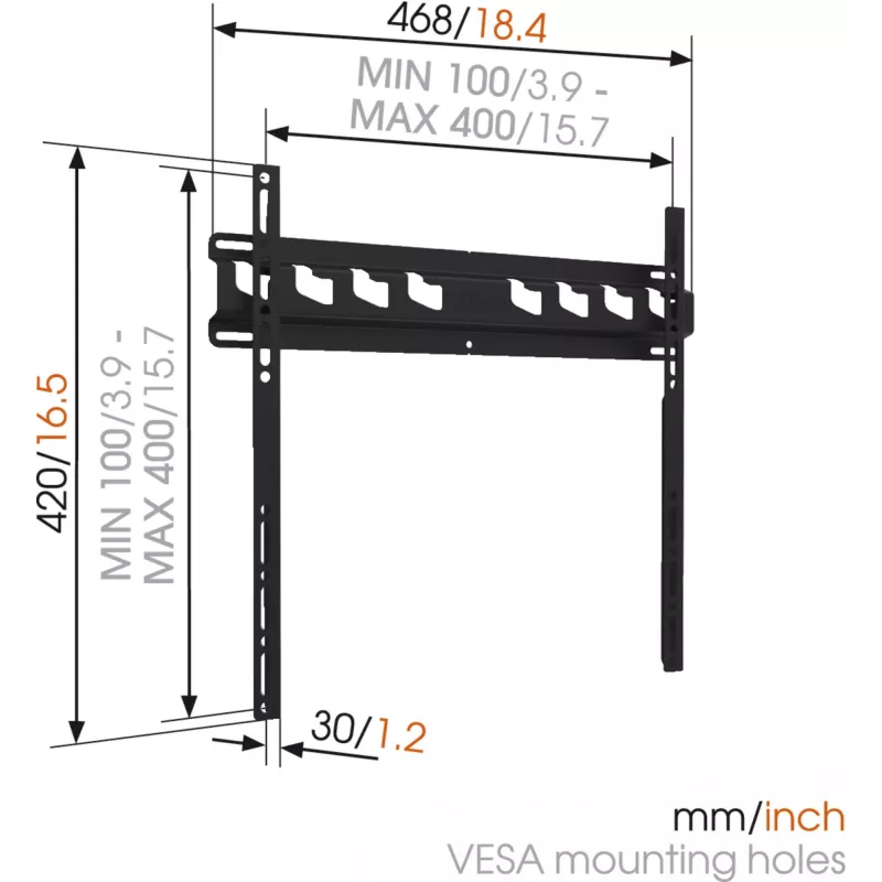 Vogels | Wandhalterung | MA3000-A | Fest | 32-55 Zoll | Maximale Belastbarkeit 60 kg | Schwarz