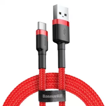 USB-2.0-A-auf-USB-C-Kabel Baseus CATKLF-B09 1m QC3.0 Nylongeflecht rot, Schnellladung und Datensynchronisation