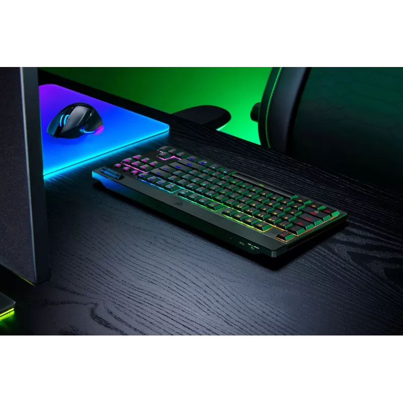 Razer SchwarzWidow V4 Low-Profile Tenkeyless HyperSpeed Tastatur Gaming USB RF Wireless Bluetooth QWERTY US International Schwarz