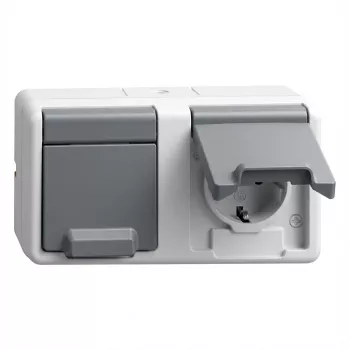 Steckdose (Schuko) Gira 478130 — 2-fach horizontal Aufputz, grau