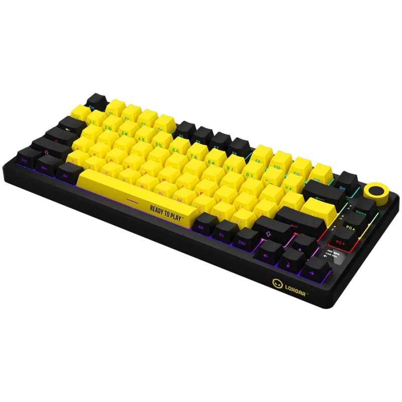 Kabellose mechanische Gaming-Tastatur LORGAR KBP7075W — Schwarz/Gelb, EN-Layout