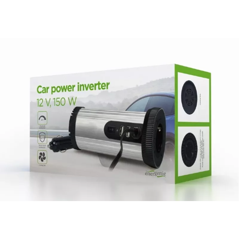 Gembird EG-PWC150-01 Stromadapter/-wandler Auto 150 W Schwarz, Grau
