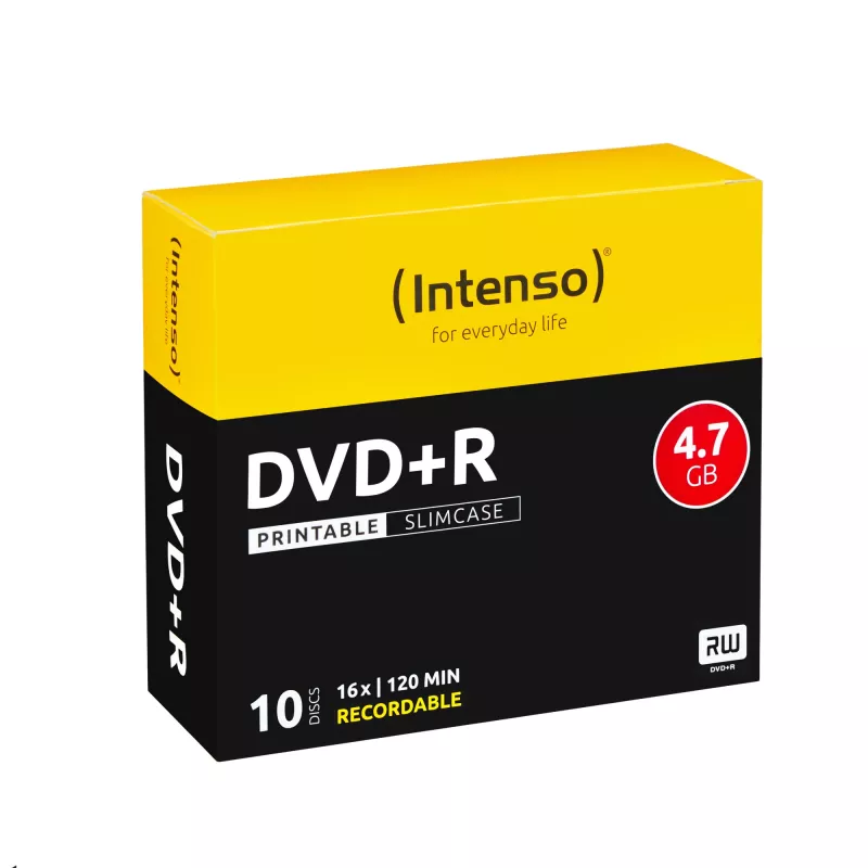 INTENSO DVD+R 4,7 GB 16x bedruckbar 10er-Pack Slimcase, 120 mm