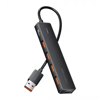 USB 3.2 Gen 2 5-in-1 Multiport-Hub Vention CHOBB — 5 Ports (4× USB 3.2 Gen 2 Typ-A, 1× USB 3.2 Gen 1 Typ-A), 0,15 m, ABS, schwarz