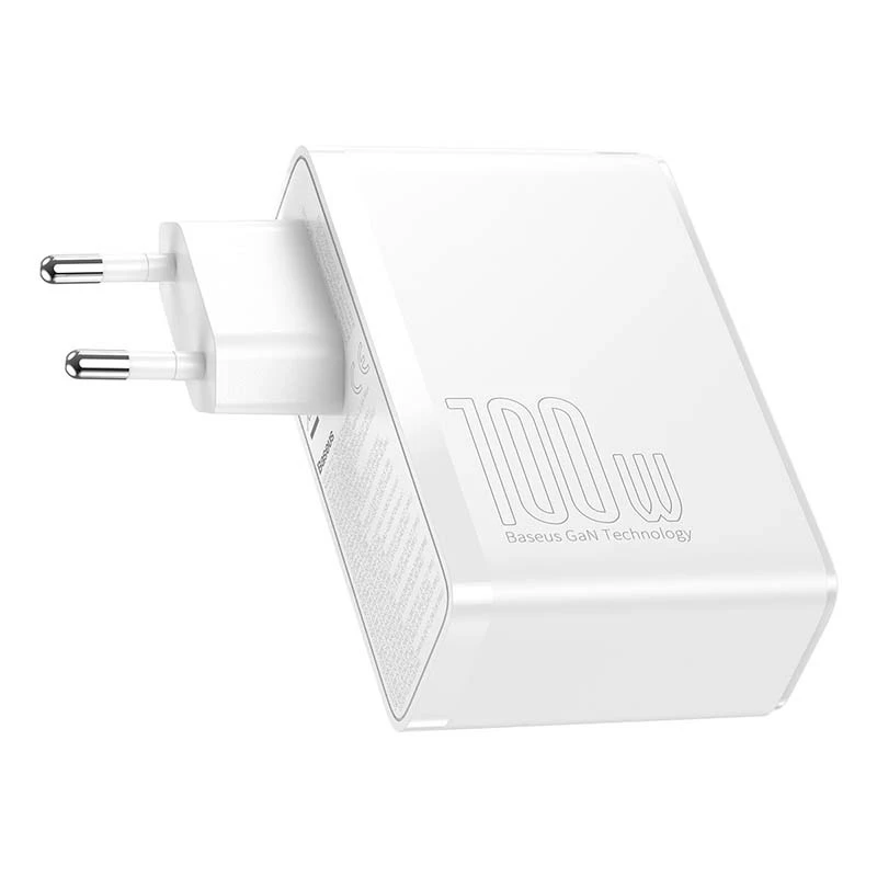 Travel Charger Baseus GaN2 Pro Quick 2x USB + 2x USB-C, 100W, EU (Weiß)