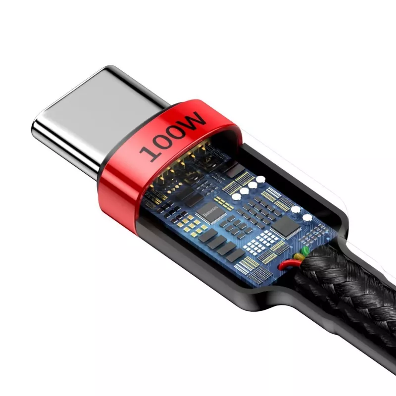 Baseus Cafule PD2.0 100W Flash-Charging USB-auf-Typ-C-Kabel (20V 5A) 2m Rot+Schwarz